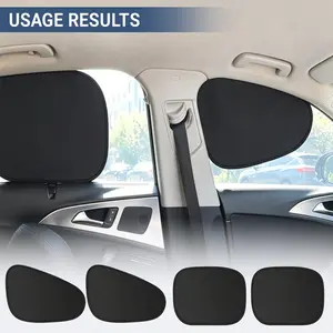 4 PCS Car Window Shade, Static Suction Side Window Sun Shade, Front and Rear Windows Sun Blocker, Universal Car Sunshades Protection for Driver and Passenger (Black)