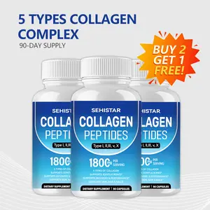 SEHISTAR Multi Collagen Peptides Capsules - 1800mg Hydrolyzed Protein, Type I, II, III, V, X - Hair, Skin & Joint Support - 90 Ct