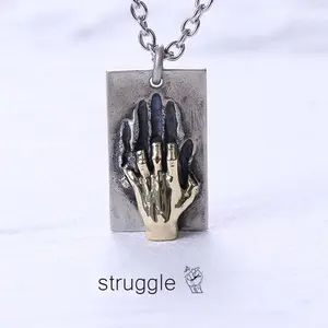 Creative Struggling Hand Pendant Necklace for Men and Women, All-match Personality Retro Fashion Jewelry