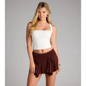 Serving Moves Ruched Hanky Hem Mini Skort