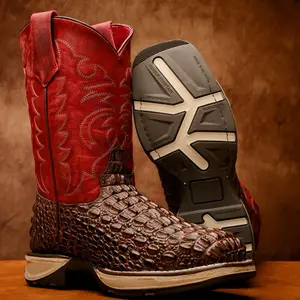 Brown Caiman Hornback Leather Boots With 3D Lightweight Sole - Composite Toe