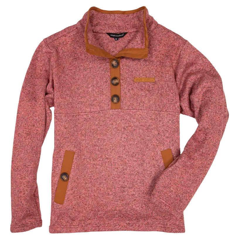 Simply Southern Preppy Maroon Pullover Sweater Jacket