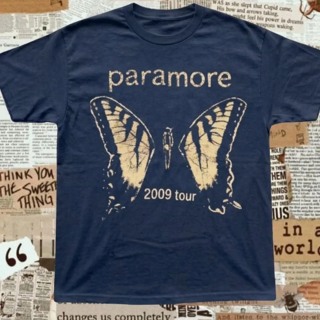 Paramore 2009 Tour T-shirt Vintage Brand New Eyes Butterfly Graphic Tee, Retro Pop Punk Rock Band Concert Shirt