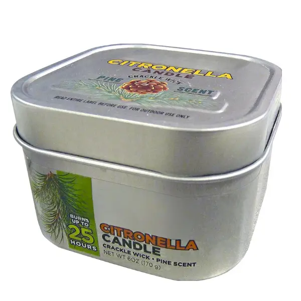6 oz Citronella Scented Outdoor Candle with Wooden Crackle Wick, Patio Candle for Camping, Garden, Backyard & Outdoor Living