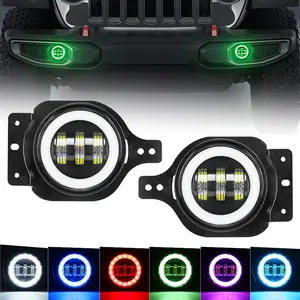 Super Bright RGB LED Fog Lights for 2018+ Jeep Wrangler JL / Gladiator JT – 2400LM, Adjustable Brightness, Music & Flash ModesFor