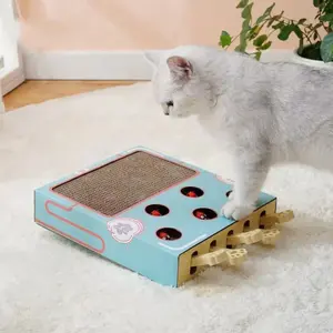 Corrugated Paper Cat Hitting Hamster Toy Interactive with Rocking Toy Cat Scratcher Cardboard Toys Durable Entertaining