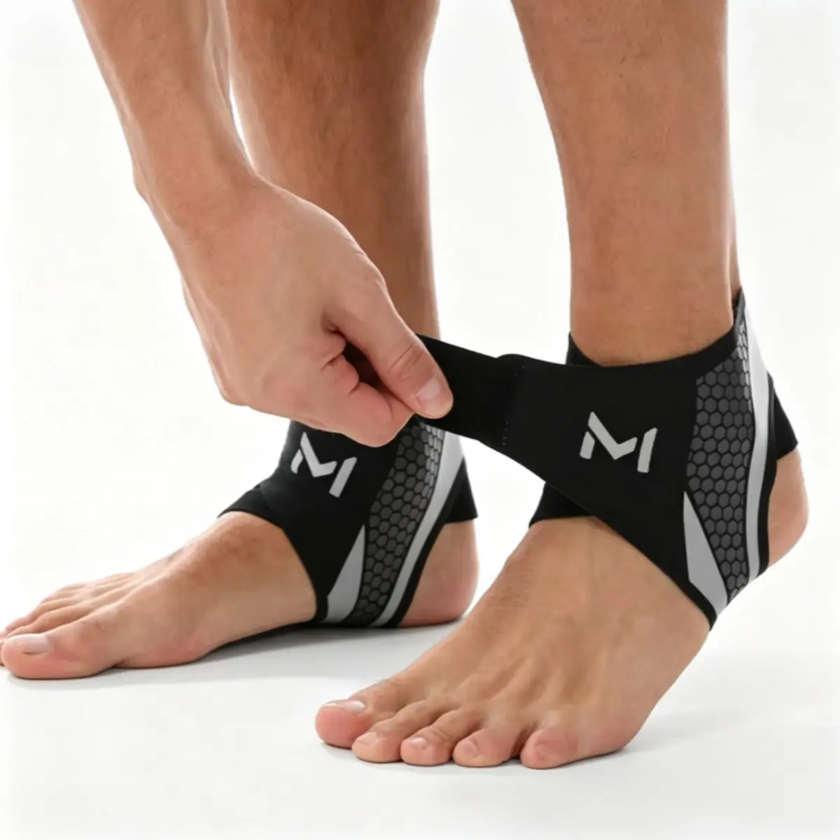 2 Pack Ankle Compression Sleeve Breathable Lightweight Adjustable for Men Women Running Basketball Daily Use