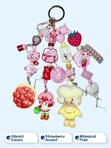 Lady Characters in Yellow and red Design with Strawberry Accent Bag Charm