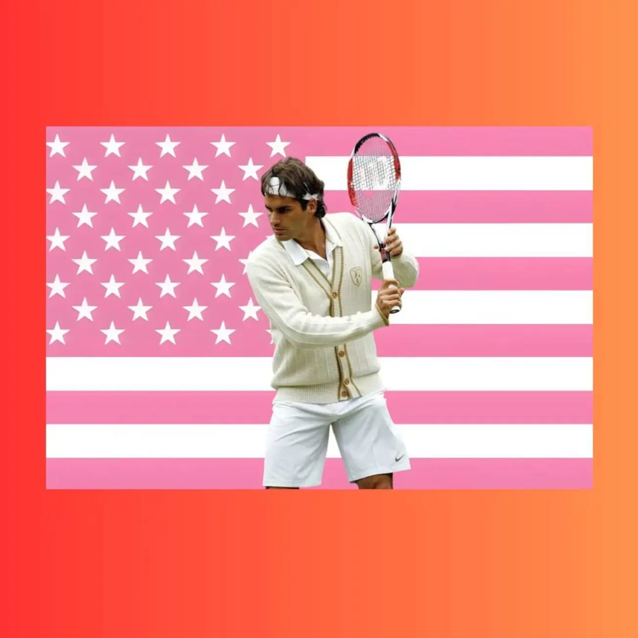 Roger Federer Pink American Flag Tapestry | Wimbledon Tennis Legend Wall Art | GOAT Sports Fan Gift | Bedroom Decor