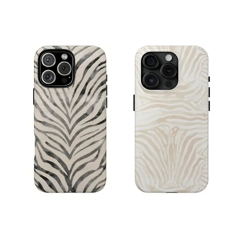 Durable Zebra Print Dual-Layer TPU Smartphone Case - Chic Protection for iPhone 12, iPhone 14 Pro, Premium Phone Accessories, Gift for Her