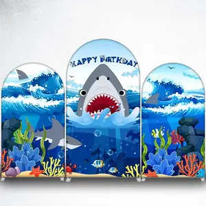 Ocean Shark and Coral Arch Backdrop Cover for Underwater Theme Party
