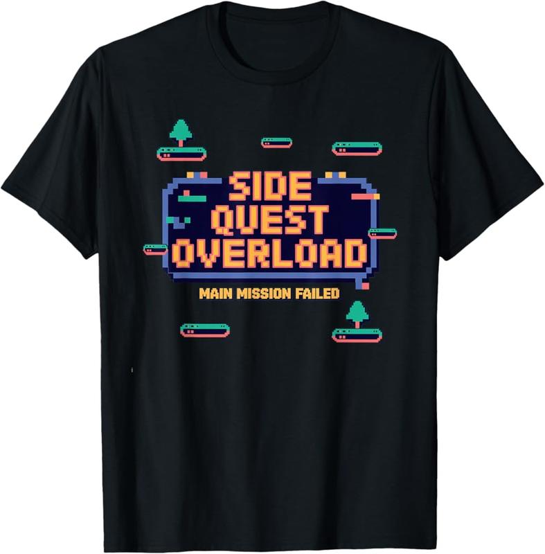 Side Quest Overload: Main Mission Failed, Funny Gaming Adhd T-Shirt