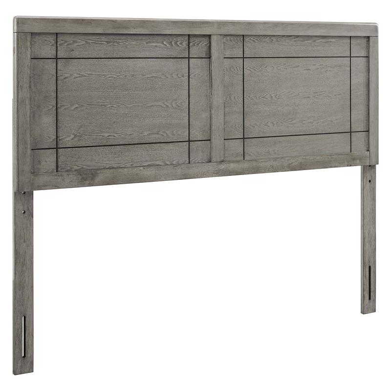 Modway Archie Full Wood Headboard in Gray