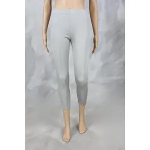 Fashion Silky Style Plush Smooth Silver Sports Leggings, Ankle-Length, Polyester-Spandex Fabric, Flexible Fit, Large Sizes, Sparkling Active Wear Bottoms