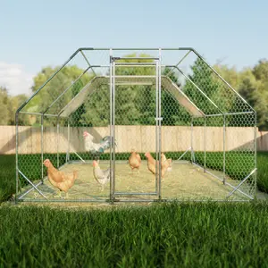 19.22'x9.94' Large Metal Chicken Coop Run with Waterproof Cover,Walk-In Chicken Coop with Predator-Proof Netting,Easy Assembly & Secure Locks,Durable Metal Chicken Coop Run for Small Farms & Backyard Flocks,Ducks & Rabbits,Heavy Duty Metal Frame