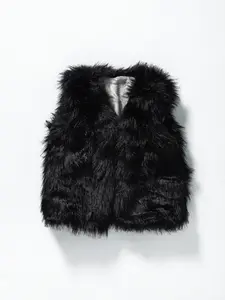 Winter Black Fur Girls Vest