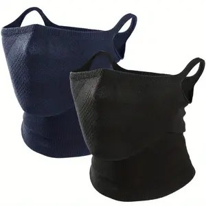 2 windproof half face masks, suitable for both men and women - ear hanging style, sports friendly, breathable knitted fabric, suitable for cycling, running and outdoor activities, men's running S