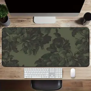 Boho Floral Design Large Mouse Pad Vintage Green Non-Slip Rubber Base E-Sports Gaming Keyboard Mat Office Computer Mouse Mat Ideal Gift for Teens Boyfriend Girlfriend