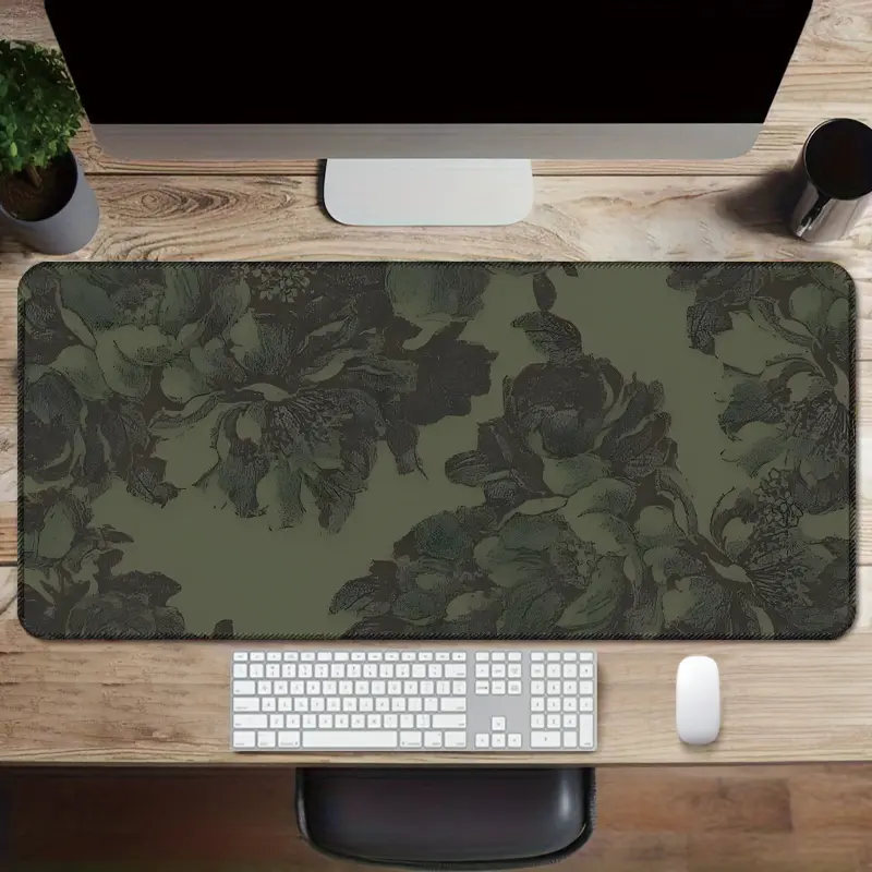 Boho Floral Design Large Mouse Pad Vintage Green Non-Slip Rubber Base E-Sports Gaming Keyboard Mat Office Computer Mouse Mat Ideal Gift for Teens Boyfriend Girlfriend