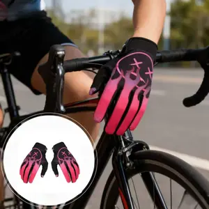 Flame Smiley Face Sports Gloves, Bosnian Style, Long Finger Touchscreen, Suitable for Cycling, Running, Hiking, Commuting
