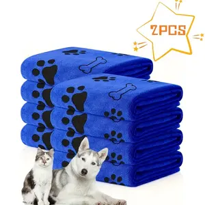 2 Pack Quick-Dry Pet Towels, 13.78x39.37 Inches, Soft Absorbent Polyester, Fun Claw Print Design, Ideal for Bathing & Grooming