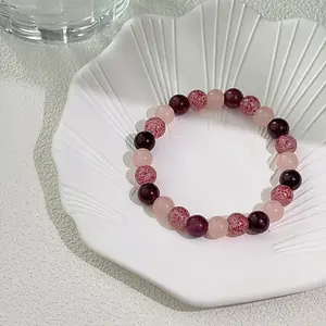 Calm Bracelet Mood Tracker Bracelet Everyday Crystal Jewelry with Pink and Purple Beads for Stress Relief