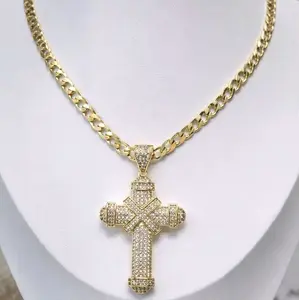 Drip Cross Chain 14K Gold Laminated – 24” Cuban Style 6mm