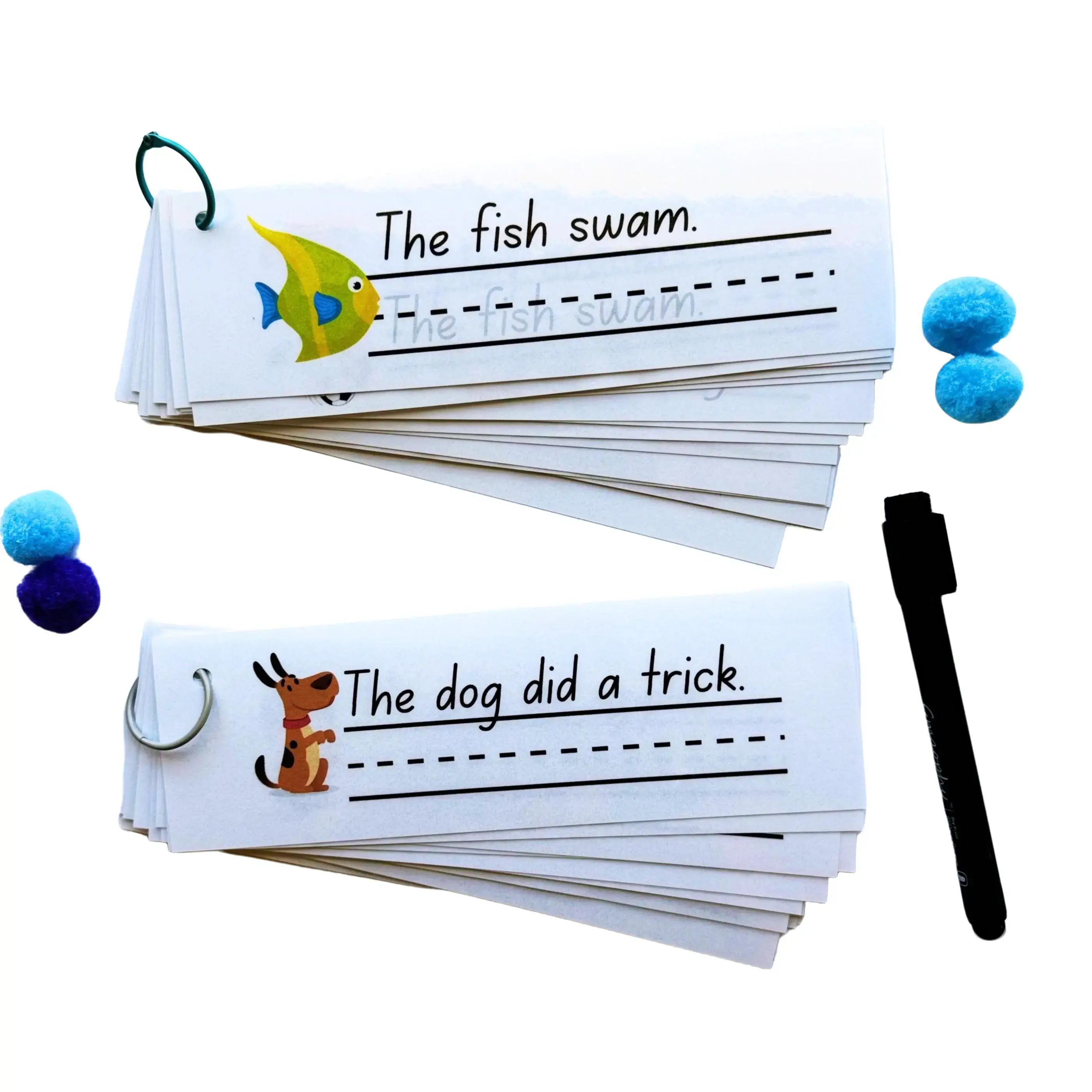 Sentence writing booklets for learning to write! Reusable writing activity booklets with sentence tracing and writing practice. Includes two sets of 16 sentences each! Laminated for reusable practice! workbooks kindergarten early education
