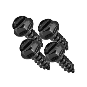 Black License Plate Screws, Rustproof 18-8 Stainless Steel, Black Oxide Finish Applied in The  by  (Pack of 4)
