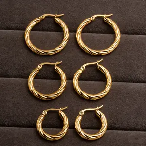 Gold Twisted Hoop Earrings Set of 3 Pairs Elevate Your Everyday Style with Timeless Elegance Perfect for Casual Brunch Work Dates and Night Out Events Mix and Match Sizes to Create Your Signature Look