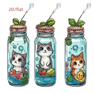 3-piece set of diamond painting bookmarks, DIY cute cat bookmarks, home office, school classroom, crystal pendant bookmarks, 5D diamond paintings, suitable for beginners, handmade gifts for Christmas and festivals, Book Accessories