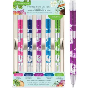 Scented Lava Gel Pen Set, 5-Pack (Brights) - 0.5mm Colored Gel Pens Infused with Scented Essential Oil Blends & Mesmerizing Lava - School Supplies for College  & Adults