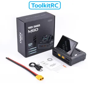 ToolkitRC M8D 1600W 50A Dual Channel Touchscreen Lipo Battery Charger, 3.5" IPS Flip Screen 1-8S Smart Balance Charger Discharger with Battery Destruction for FPV Drone RC Car Boat