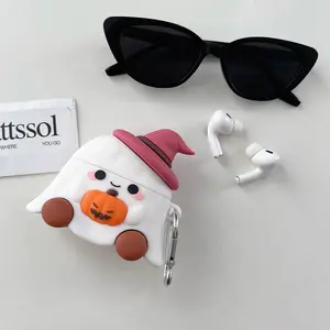 Cute Pumpkin Ghost AirPods 4 Case, Shell, Durable Silicone Soft Cover for Apple Earphones, Wireless Bluetooth-compatible Headphone Protector, Fits AirPods Pro2 & More