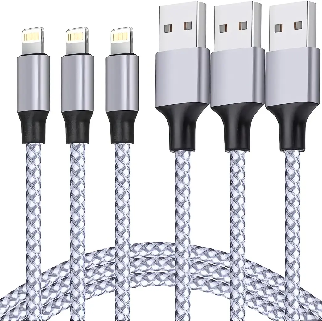 MFi Certified iPhone Charger Lightning Cable - 3PACK 6FT Mobile USB Charging Cord for iPhone Devices