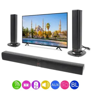 20W Smart TV Soundbar, 2.0 Channel 4 Speaker Home Theater Soundbar, Detachable Design Home Soundbar for TV, PC, Laptop, Mobile, Home Theater Audio
