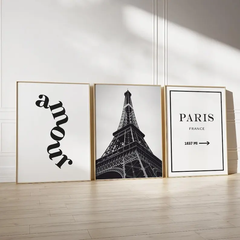 Paris Vintage Travel 3 Posters Pack, Paris City 3 Prints Pack, Paris City 3 Wall Arts Pack