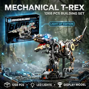 LED Mechanical T-Rex Building   set  , 1268 PCS Articulated Dinosaur Display Model, Premium Collectible Gift for Adults stem