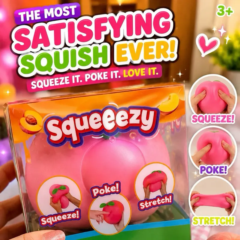 Squeezy Peach Squishy Toy – Jumbo Soft Stretchy Sensory Toy