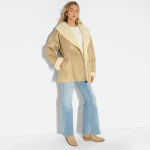 Women's Shawl Collar Shearling Coat - Wild Fable Women's Shawl Collar Shearling Coat - Wild Fable