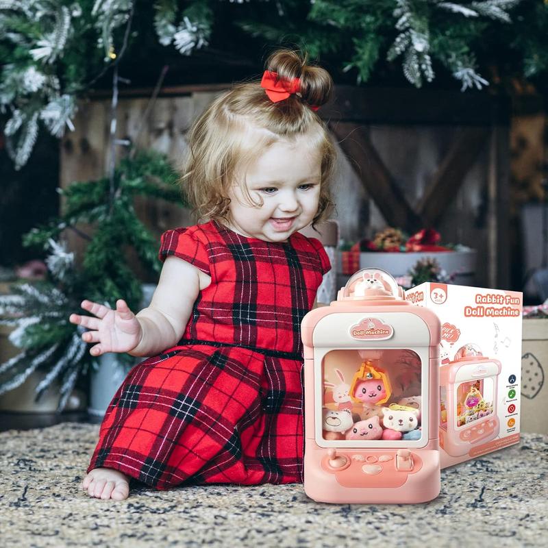 Claw Machine for Kids Mini Vending Machine Candy Grabber Prize Dispenser Toys for Girls Electronic Arcade Claw Game Machine with Lights Sound Rabbit Claw Ideal for Parties Birthdays