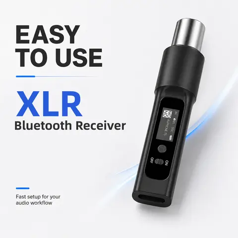 Wireless XLR Bluetooth Receiver, High-Fidelity Audio, 24 bit / 48kHz, BT5.2, YOCOWOCO XLR Bluetooth Audio Adapter for PA Speakers, Mixers & Live Sound, OLED Display, 14h Battery, 100 FT Range, Wiretooth, Male