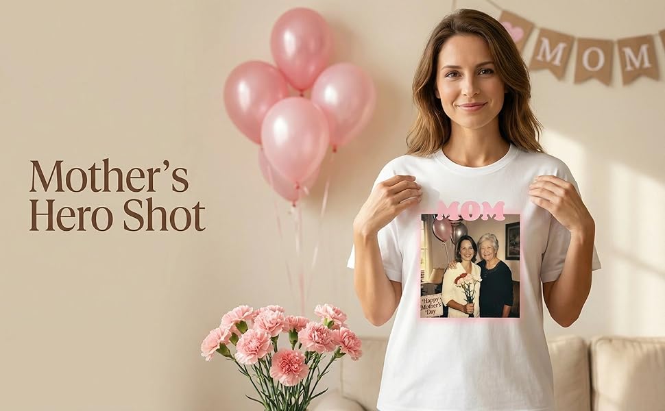 Mother's Day - Customize a Short-Sleeved Shirt for Your Mother and add a Photo on it as a for her - This Shirt is Produced in an American Factory and Shipped. Black or white