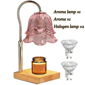 Lily of the Valley Candle Warmer Lamp with 2 Replacement Bulbs & Vanilla Candle, Aesthetic Desk Decor Perfect Gift for Mom