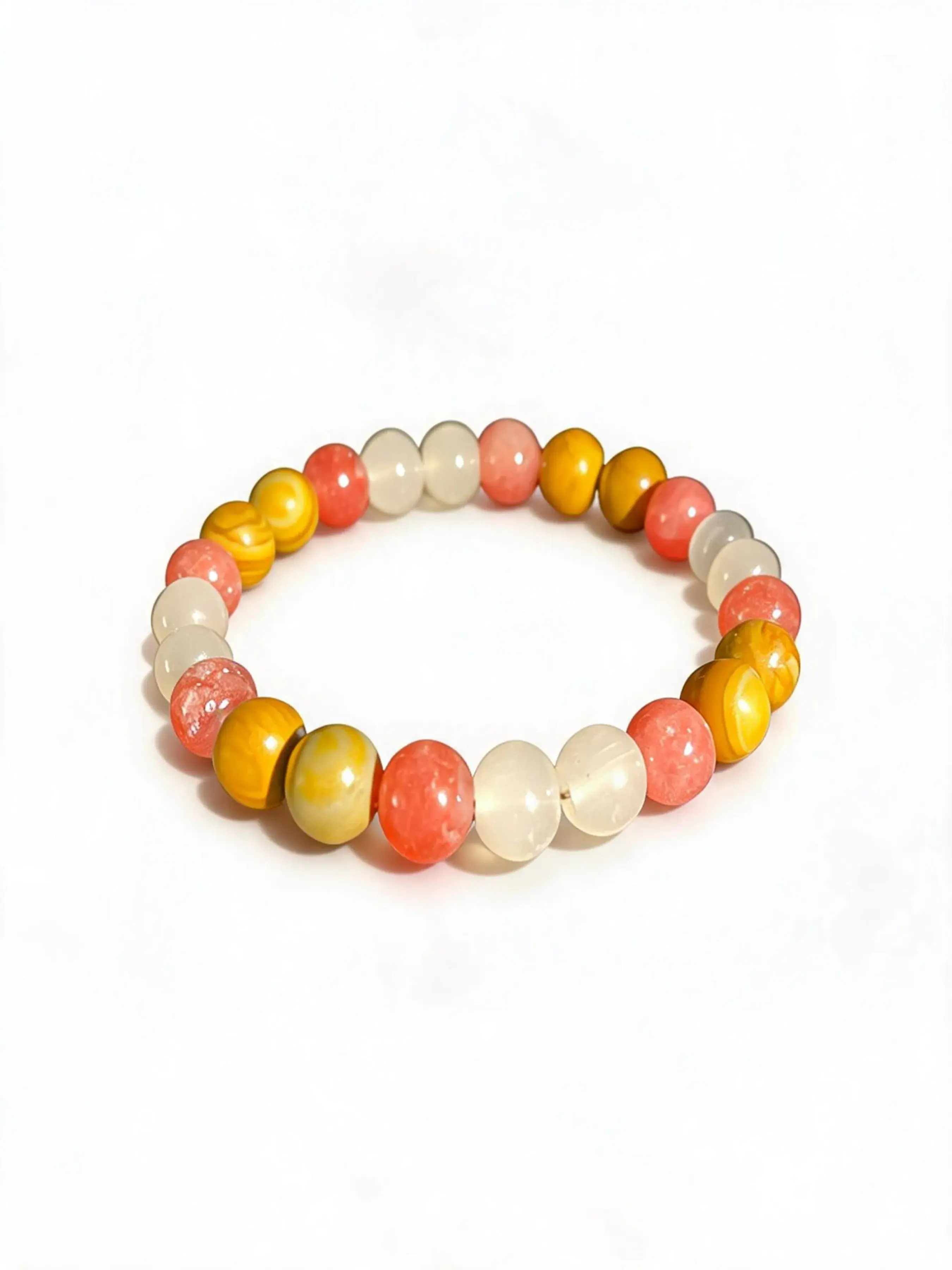 Women's Elegant Beaded Bracelet Pastel Sunflower Yellow Coral Pink Crystal Glow Stone Inspired Enchanted Bead Theme Synthetic Resin Valentine Gift