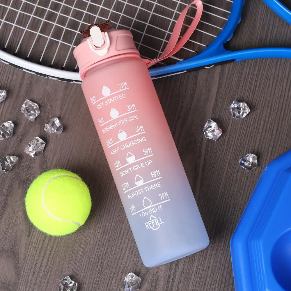 Gradient Water Bottle with Time Scale, 1 Count Large Capacity Sports Drinking Bottle with Straw, Boyfriend Gifts Music Festival Supplies