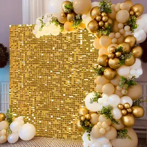 24pcs Square Sequin Backdrop, Shimmer Wall backdrop, Birthday Wedding Backgrounds Party Decoration