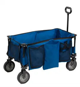 Quad Fold Camping Wagon with Telescoping Handle, Blue, Polyester