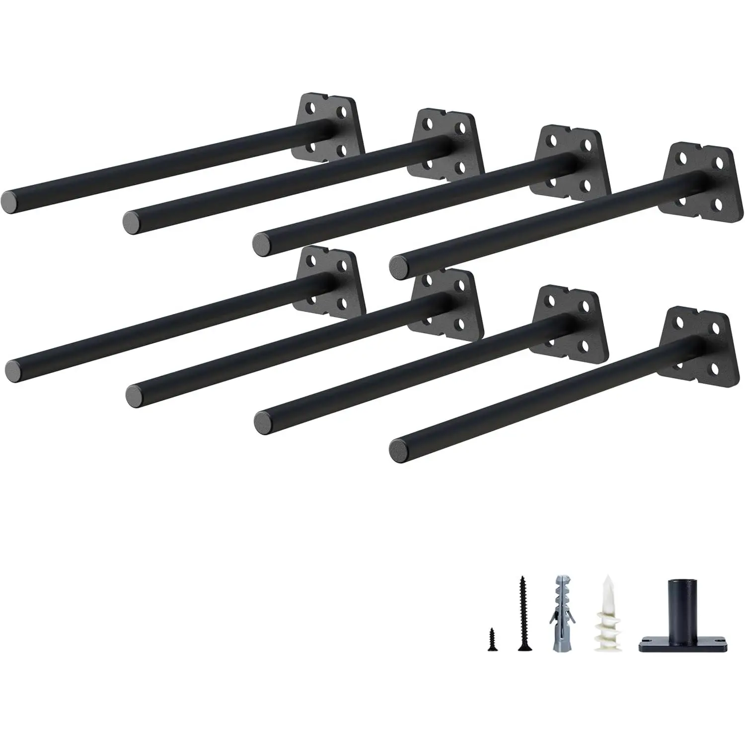 8-Pack 8 Inch  Floating Shelf Bracket, Heavy Duty Blind Shelf Support Hardware | Invisible Wall Brackets for Kitchen, Fireplace Mantel  Shelves | Black  Coated Solid Steel