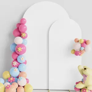 Wedding Arch Cover 7.2FT, 6FT White Spandex Fitted Round Top Chiara Backdrop Stand Covers 2 Set for Wedding Birthday Decoration